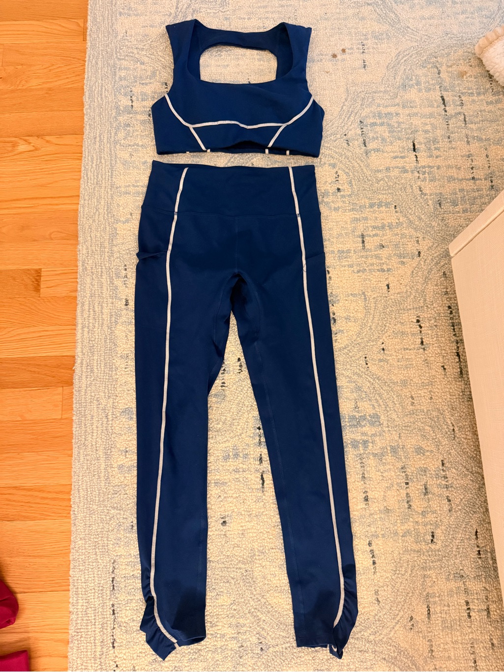 Fp Movement By Free People Navy Leggings With White Contrast Piping